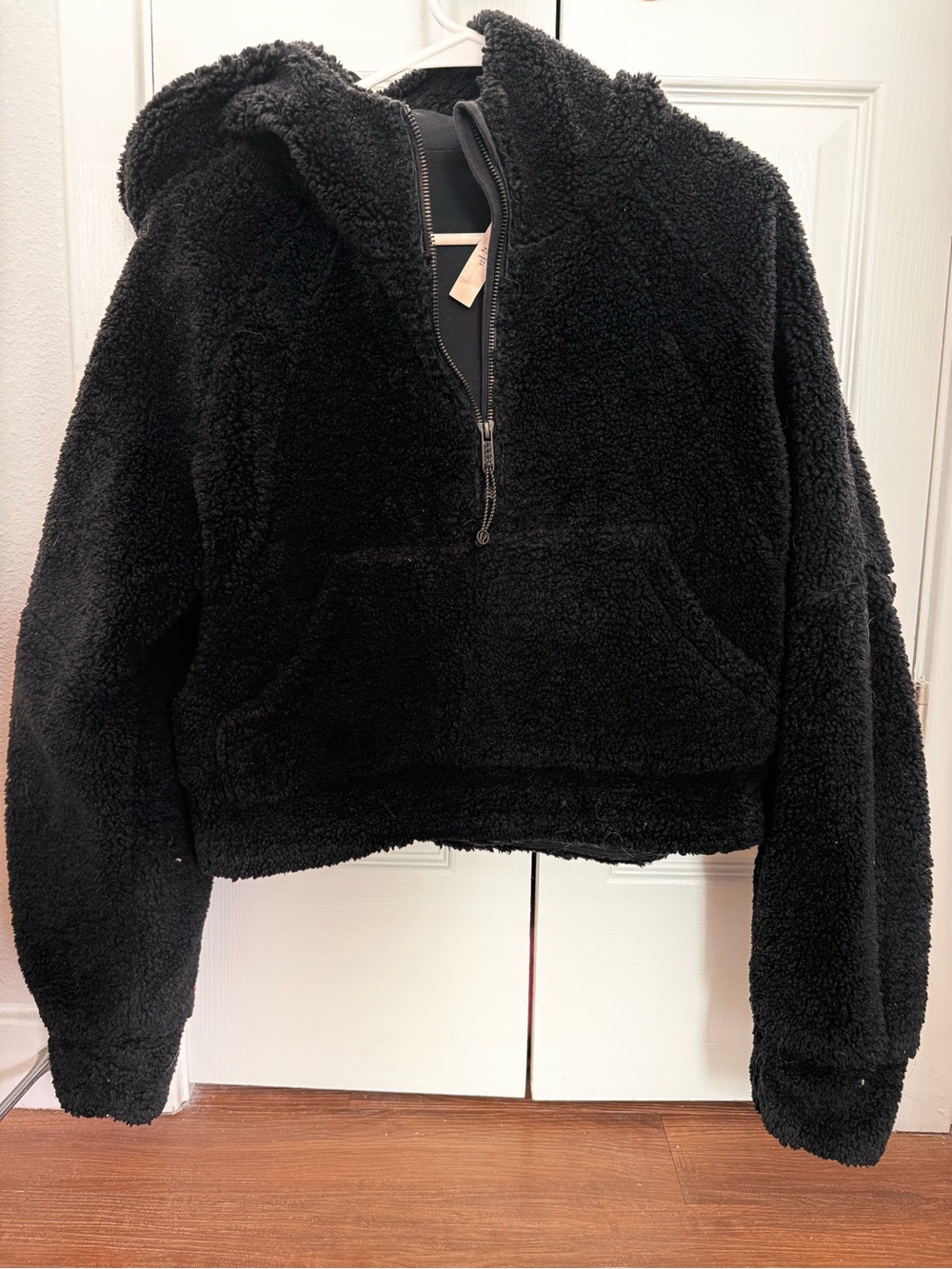 Cozy Black Half-Zip Sherpa Hoodie